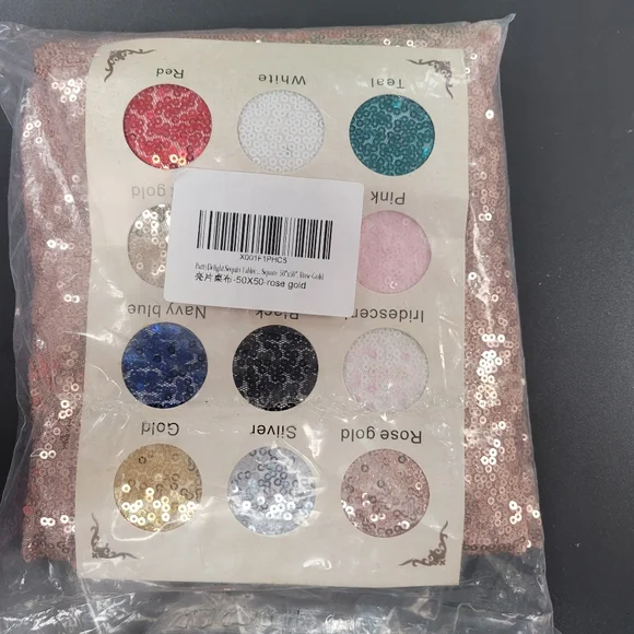 2pk Rose Gold sequin Tablecloth 50" X 50" - Picture 6 of 6